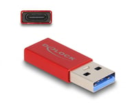 DELOCK – USB 10 Gbps Adapter USB Type-A male to USB Type-C™ active female red (60044)