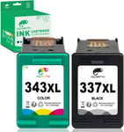 337XL 343XL Cartouches d'encre Remanufacturées pour HP Cartouche 337 343 XL DeskJet 5940 D4145 D4155 6988 6943 PhotoSmart 2570 8030 8050 C4140 C4150 C4160 C4180 D5145 D5160 OfficeJet 100 150(Q40)