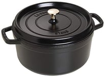 STAUB Cast Iron Roaster/Cocotte, Round, 5 L, Black, 26 cm