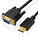 SHULIANCABLE Câble DisplayPort vers VGA, Câble DP vers VGA 1080P, DP mâle vers VGA mâle plaqué or, Compatible avec Moniteur, PC-Desktop, Laptop, Projecteur, TV (1.8M)