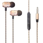 Sony Xperia L4 / Xperia L3 / Xperia 1 / Xperia 10 / Xperia 5 - Earphone Headphone Earbud Noise Isolating Headphones With 3.5mm Jack [Remote & Microphone] Strong Bass-Driven Stereo Sound (GOLD)