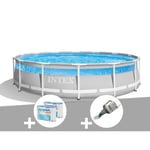 Kit piscine tubulaire - INTEX - Prism Frame Clearview - 4,27 x 1,07 m - 6 cartouches de filtration - Aspirateur