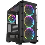 Nfortec - DRACO X Boîtier PC Gaming Mid Tower (ATX), 4x 120mm PWM ARGB Fans Included, ARGB Controller, Tempered Glass Front and