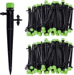 100pcs Micro-asperseur D'irrigation Goutte à Goutte, 360 Degrés 8 Trous d'eau Flux Irrigation Emetteurs pour Tube de 1/4 (4-7mm), pour Système D'irrigation Goutte à Goutte de Jardin, Vert