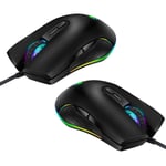 2x USB-C Mus Type C Ergonomisk Trådbunden Mus RGB Optisk Mus