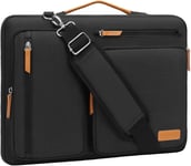 Sacoche Ordinateur Portable,Sacoche PC Portable 13 Pouces Compatible avec MacBook Air 13 M3 M2 M1/Pro 13,Sac Ordinateur Sac Messager Côté Ouvert avec 4 Poches Zipper&Poignée,Noir