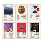 Kanye West Albumomslag Poster Rappare Musik Posters Väggkonst Rum Estetik Heminredning Presenter Oinramade 6st/set