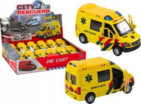 Leantoys Ambulans 1:32 Öppningsbara Dörrar Ljus Ljud Drive Gul