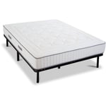 Olympe Literie - Ensemble cristal 140x200 cm Matelas Mémoire de forme + Sommier Métal