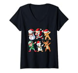 Womens Dabbing Xmas Characters - Xmas Christmas Squad V-Neck T-Shirt