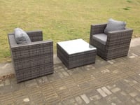 Rattan Garden Furniture Chairs Square Coffee Table Set