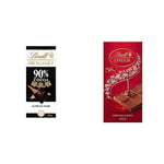 Lindt Excellence Dark 90 Percentage Cocoa Dark Chocolate bar, 100 g & Lindor Milk Bar, 100g