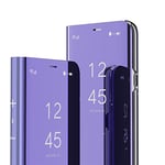 IMIRST Realme 8 Miroir Housse Coque Etui à Rabat, Mirror Smart View Standing 360° Protecteur Etui Coque pour Realme 8 Pro/Realme 8 4G. Flip Mirror: Purple