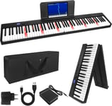 Clavier De Piano Pliant Kime,Clavier Électrique Piano 88 Touches Clavier Pliable De Piano Numérique Semi-Pondéré Avec Pédale De Sustain Bluetooth Midi,Porte-Feuille De Musique,Sac De Transport