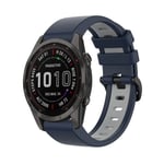 For Garmin Fenix 7S Sapphire Solar 22mm Silicone Sports Two-Color Watch Band(Dark Blue+Grey)