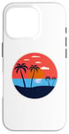 Coque pour iPhone 16 Pro Icon Coucher de soleil d'été et de plage avec palmiers