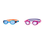Zoggs Phantom 2.0 Childrens Swimming Goggles, UV Protection Swim Goggles, Blue/Orange/Blue & Kids' Ripper Junior Swimming Goggles Anti-fog And UV Protection, Pink, Purple, Tint, 6-14 Years