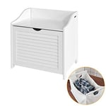 SoBuy FSR40-W Panier à Linge avec Sac Amovible Armoire de Salle de Bain Banc de Rangement