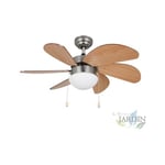 Orbegozo - Ventilateur de plafond avec lumière, 3 vitesses, 6 pales en bois, 50W, CP15075N