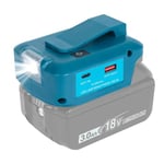 Waitley Adaptateur de Batterie USB pour Makita 14,4 V 18 V BL1815 BL1820 BL1830 BL1840 BL1850 BL1860 DEBADP05, équipé d'une lumière de Travail LED