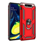 TiHen Coque Samsung Galaxy A80 avec Aimant Anneau Support, 360° Double Couche Renforcée Défense Bumper Antichoc Armure Housse Etui avec Protection écran pour Samsung Galaxy A80, Rouge