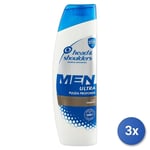 3x Head & Shoulders Shampooing 225 Ml. Men Ultra Nettoyage Pr