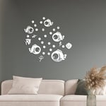 Acrylique stickers miroir adhésif 30 feuilles, mignon poisson et bulles miroir autocollants autocollants Miroir Art mural autocollants salon enfants