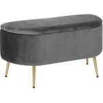 Banc Coffre Solaro En Velours Gris Atmosphera