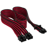 Corsair Premium 600 W PCIe 5.0 / Gen 5 12VHPWR Câble d’Alimentation - Adapté aux Alimentations de Type-4 Via Une Double Connexion PCIe à 8 Broches - Connecteur 12+4 Broches - Noir/Rouge