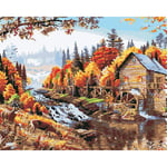 LUOYCXI DIY digital painting adult kit canvas painting bedroom living room decoration painting landscape riverside cottage-50X50CM