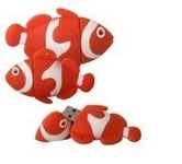8 GB Orange / Clown Fish Shape Novelty USB Data Memory Stick White Storage Device with Key Chain
