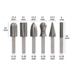 Jeu de forets de routeur de routage HSS pour Dremel,outils de fraises à distance en carbure,bois,pierre,racine en métal,fraise carrosée,6 pièces,10 pièces - Type 6PCS