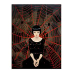 Wee Blue Coo Arachnophilia Oil Painting Black Red Woman and Arachnid Spider Friends Halloween Conceptual Extra Large XL Wall Art Poster Print