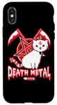 Coque pour iPhone X/XS Death Metal Cat Hail Satan Chaton Black Heavy Rock Music