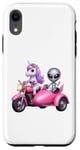 Coque pour iPhone XR Licorne et extraterrestre OVNI équitation une moto garçons filles femmes