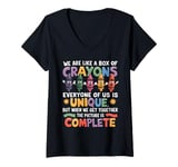 Womens Back To School Funny Teacher We Are Like a Box of Crayons V-Neck T-Shirt