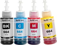 664 Encre Compatible avec Epson 664 Bouteille d'encre Multipack pour ET-2500 ET-2550 ET-2600 ET-2650 ET-3600 ET-4500 ET-4550 ET-14000 ET-15000 ET-16500 L100 L110 L200 L210 L350 L355 L365