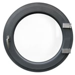 Fenêtre ronde à la française droit 600 mm PVC Anthracite Lisse 7016