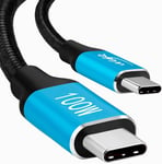 Câble USB C vers USB C PD 100W 0,5 m,type C vers type C 20V5A,nylon tressé compatible avec MacBook Pro,iPad Pro,Samsung Galaxy S22,A10,Note LG Pixel Nintendo