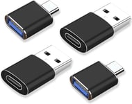 Lot de 4 adaptateurs USB C Femelle vers USB mâle - Adaptateur USB C - Adaptateur USB de Type C avec Galaxy Google PC MacBook Pro iPad Ordinateur Portable - Noir.[V165]