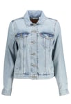 Levi's WoMens Light Blue Cotton Jackets & Coat material_cotton - Size X-Large