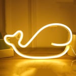 PDOOR Neon Light, LED Neon Light Sign for Badroom Neon Signs Battery or USB Powered Night Light for Kids, Table, Bedroom, Christmas, Festival, Party, Bar (Yellow Whale)