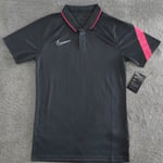 Nike Pro Dri-Fit Polo Shirt Mens Small Dark Grey Red Golf Short Sleeve Casual