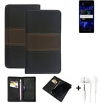 Wallet Case + headphones for Samsung Galaxy F62 Protective Cover Brown