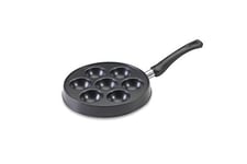 Nordic Ware Danish Ebelskiver Pan, Cast-Aluminium Danish Pancake Frying Pan, Danish Pancake Pan for 7 Ebelskiver Pancakes, Mini Pancake Maker, Colour: Black