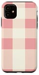 Coque pour iPhone 11 Motif damier rose et beige rétro