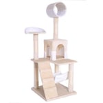 lionto Arbre à Chat Arbre à Grimper griffoir pour Chat Hauteur 133 cm, Beige/Blanc