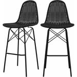Chaise de bar Tiptur en résine tressée noire 76 cm (lot de 2) - Noir