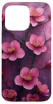 Coque pour iPhone 15 Pro Max Fleur de cerisier japonais Fleur Violet