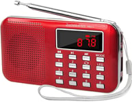 PR11 Poste Radio Portable, Radio FM AM Piles et Secteur, MP3, Enceinte, Support TF Card/USB, Torch, Convient pour la Survive, Salle de Bain, Voyage et Outdoor, Cadeau de Noël (Rouge)